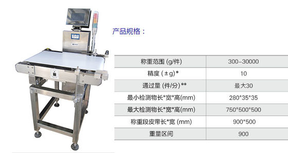 เครื่องชั่งตรวจสอบสายพานปฏิเสธอัตโนมัติ LED พร้อมหน้าจอสัมผัสอัจฉริยะ