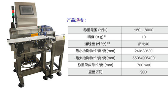 เครื่องชั่งตรวจสอบสายพานปฏิเสธอัตโนมัติ LED พร้อมหน้าจอสัมผัสอัจฉริยะ